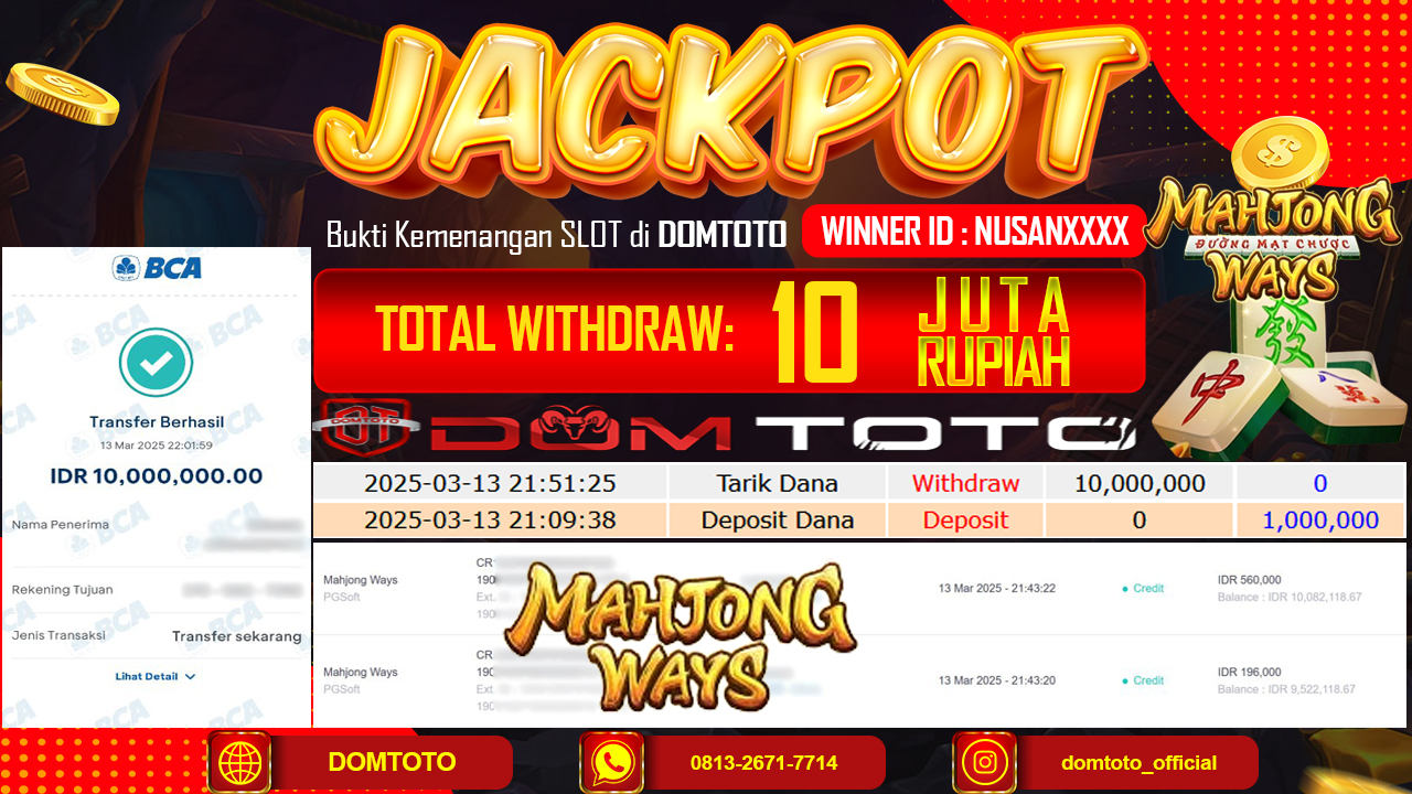 JACKPOT SLOT MAHJONG WAYS 13 MARET 2025